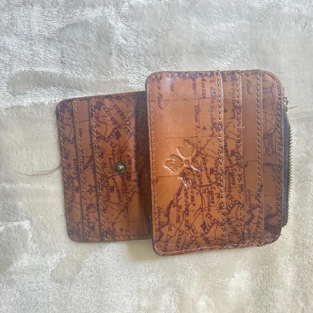 Vintage Map Print Leather Card Holder